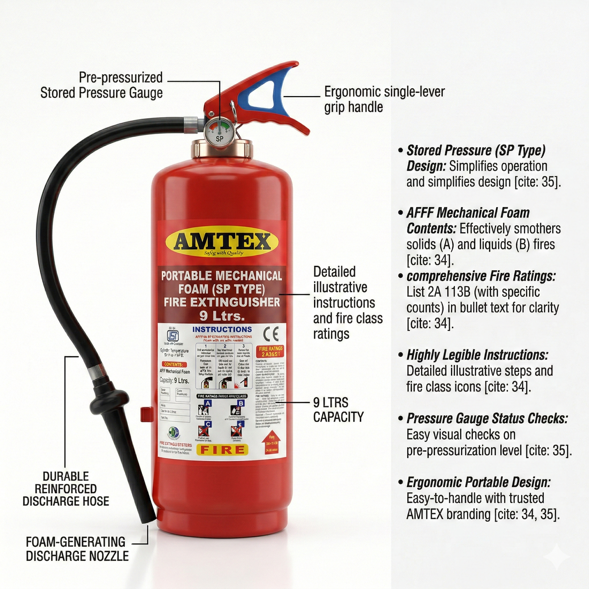 Portable M.Foam Based (SP Type) Fire Extinguisher